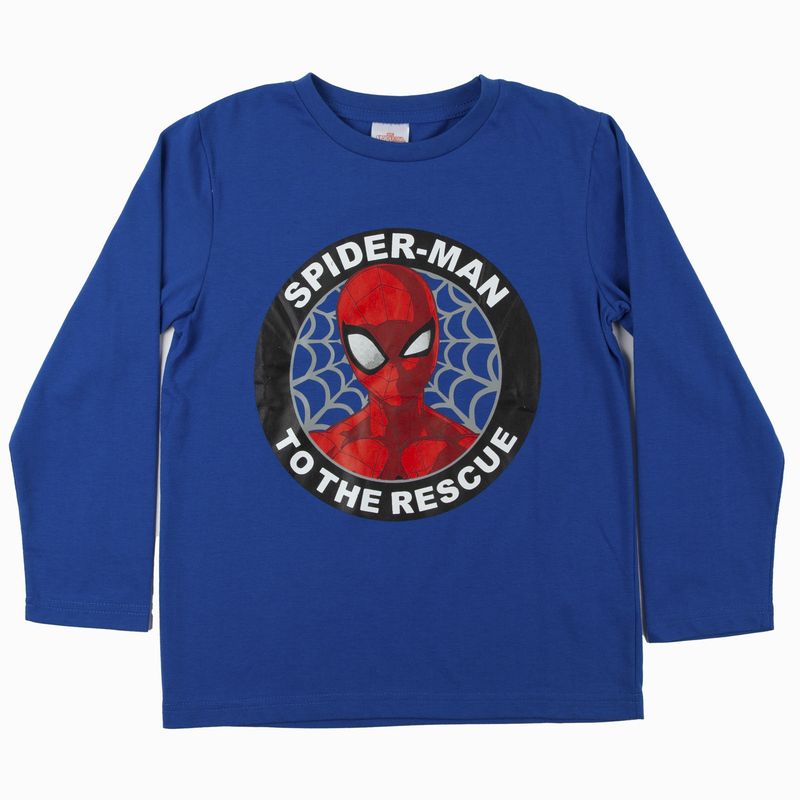 MARVEL - Polera Manga Larga Niño Rescate Spiderman Azul Marvel