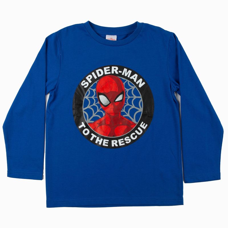 MARVEL - Polera Manga Larga Niño Rescate Spiderman Azul Marvel