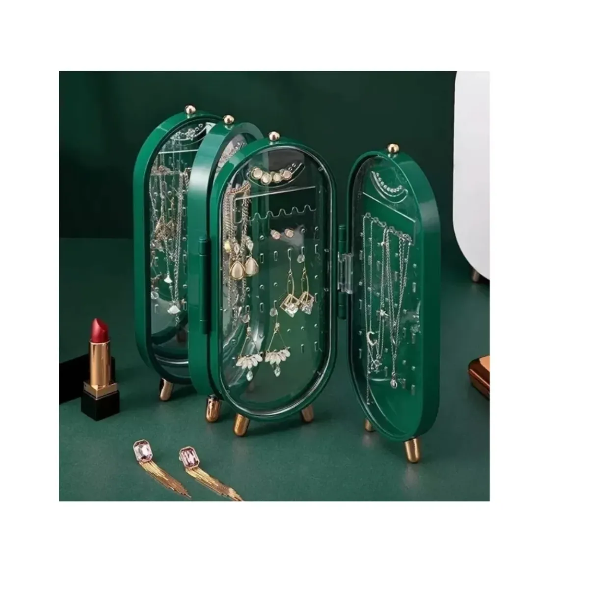 GENERICO - Organizadora Para Joyas O Accesorios Con Espejo VERDE