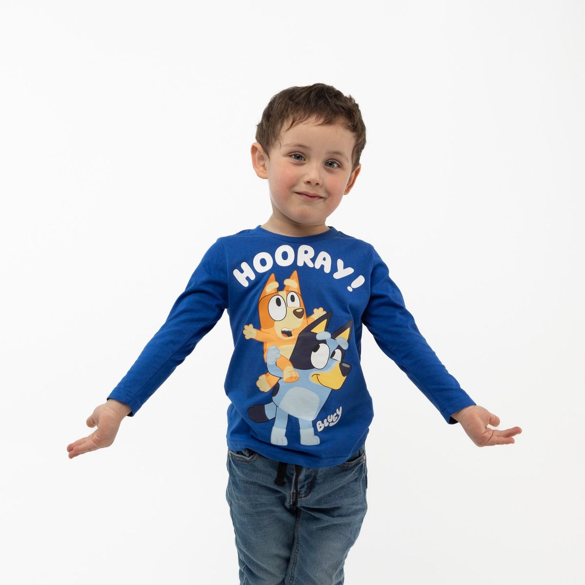 BLUEY - Polera Manga Larga Niño Best Buddies Azul Bluey
