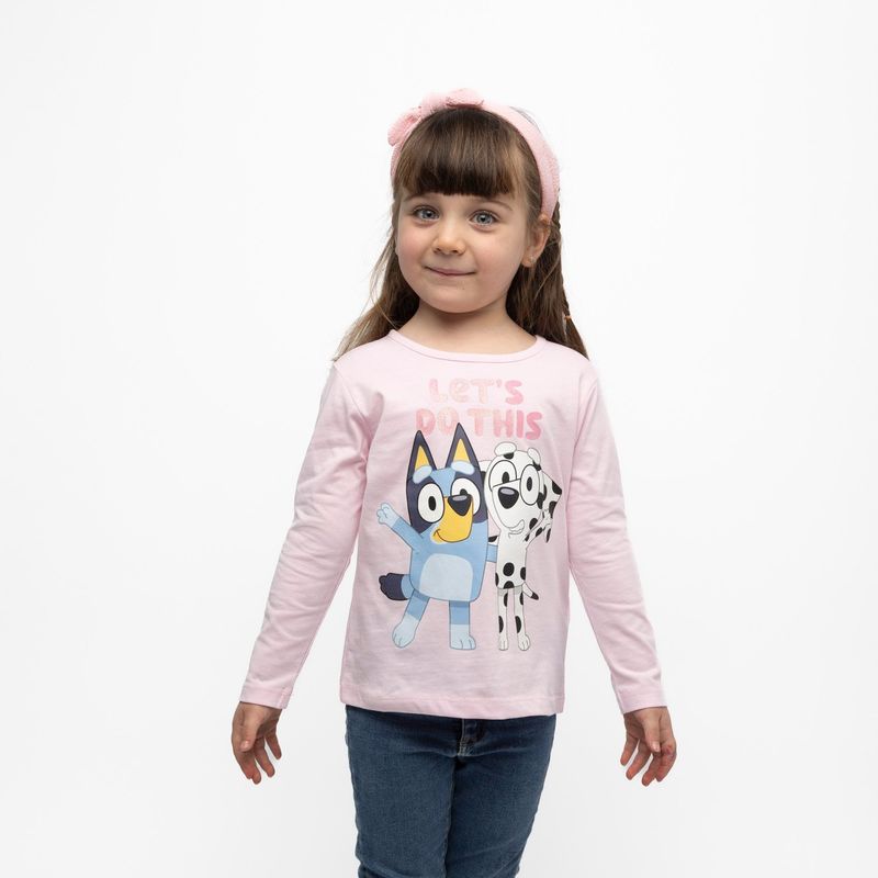 BLUEY - Polera Manga Larga Niña Voltereta Rosado Bluey