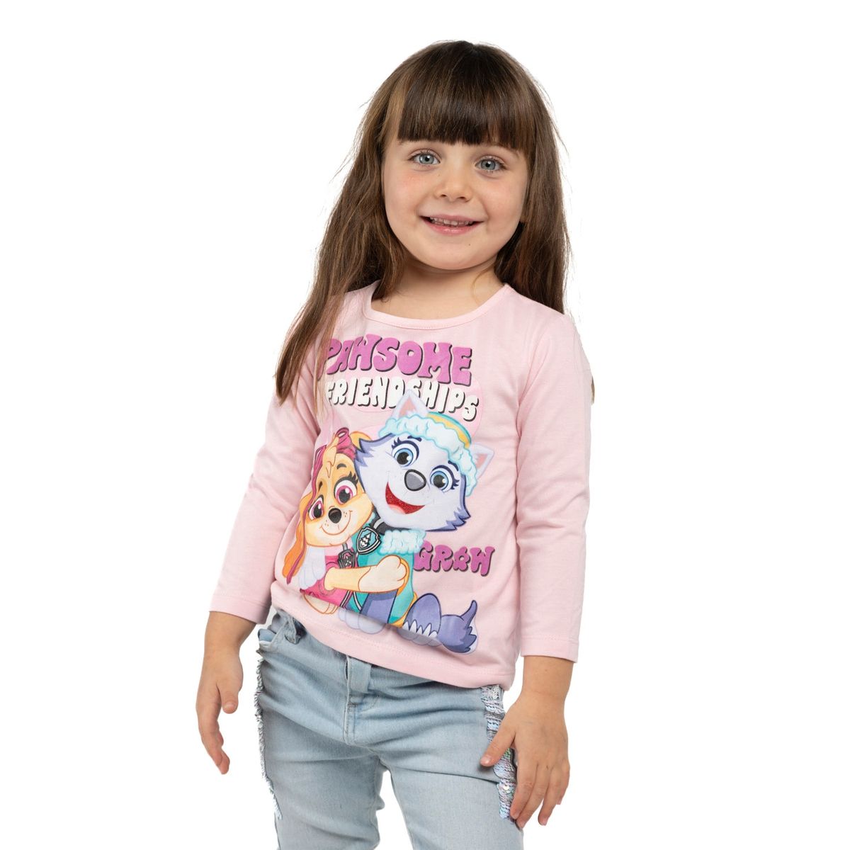 PAW PATROL - Polera Manga Larga Niña Amigos Rosado Paw Patrol