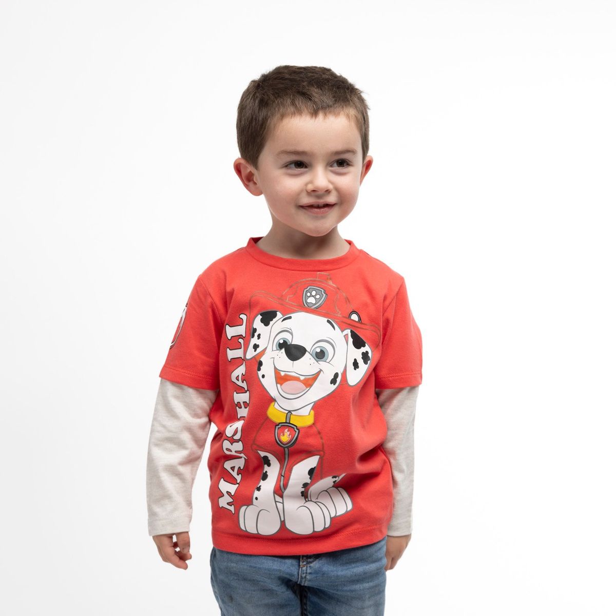 PAW PATROL - Polera Manga Larga Niño Marshall Rojo Paw Patrol