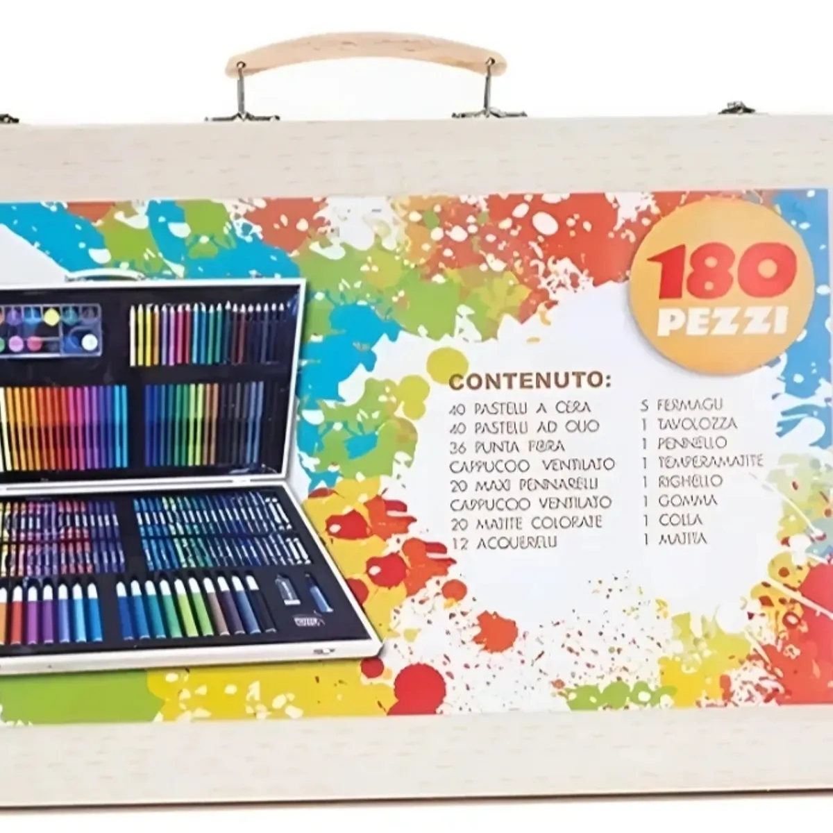 GENIE - Set De Lápices De 180 Pcs Para Colorear En Maleta De Madera