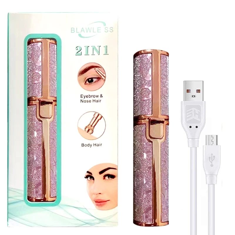 GENERICO - Depilador facial y de cejas portatil recargable 2 en 1 ROSADO