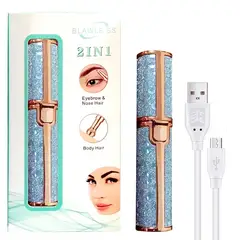 GENERICO - Depilador facial y de cejas portatil recargable 2 en 1 CELESTE