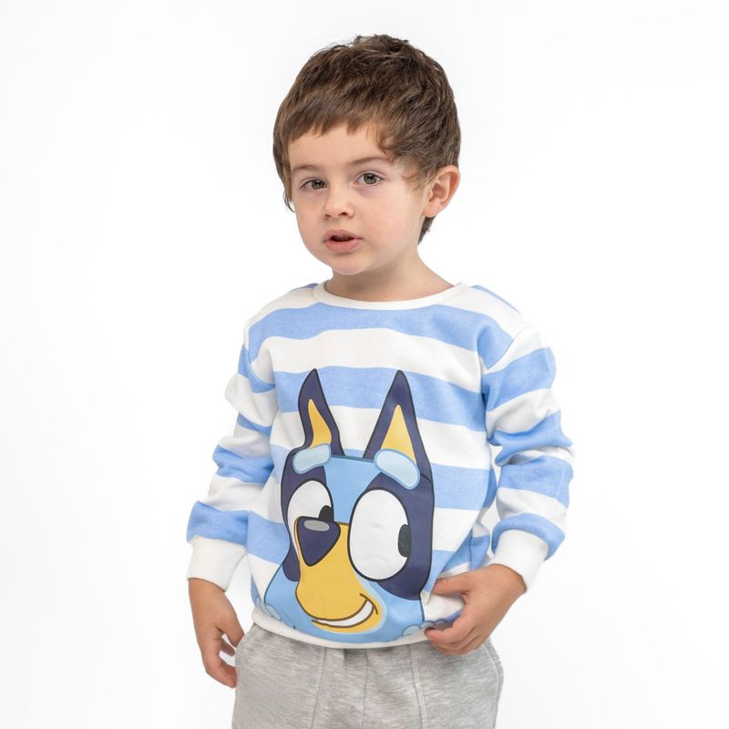BLUEY - Poleron Cerrado Niña Rayas Celeste Bluey