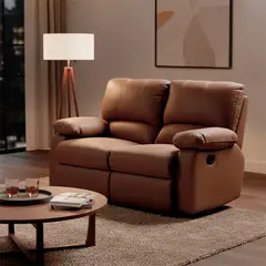 ROSEN - Sofá Reclinable Archie 2 Cuerpos Manual Tela Café