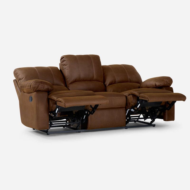 ROSEN - Sofá Reclinable Rosen Archie 3 Cuerpos Manual Tela Café