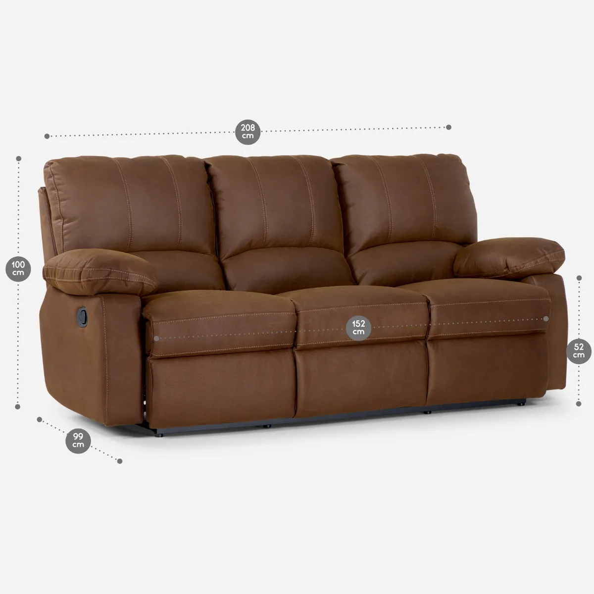 ROSEN - Sofá Reclinable Rosen Archie 3 Cuerpos Manual Tela Café
