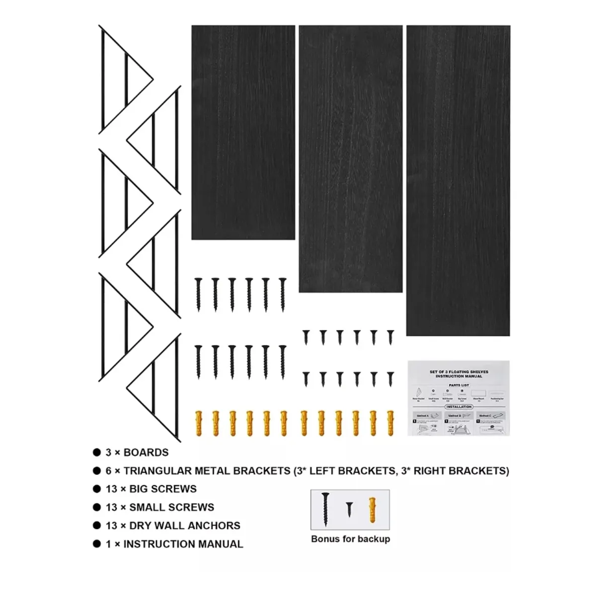 GENERICO - Repisas Flotantes De Madera Multipropósito Kit X3 Colores