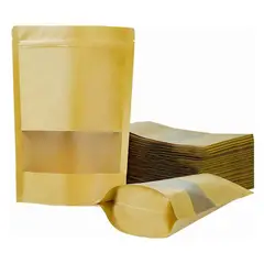 GENERICO - Pack 150 Bolsa Doypack Kraft 9x14cm Almacenaje Alimentos Comida