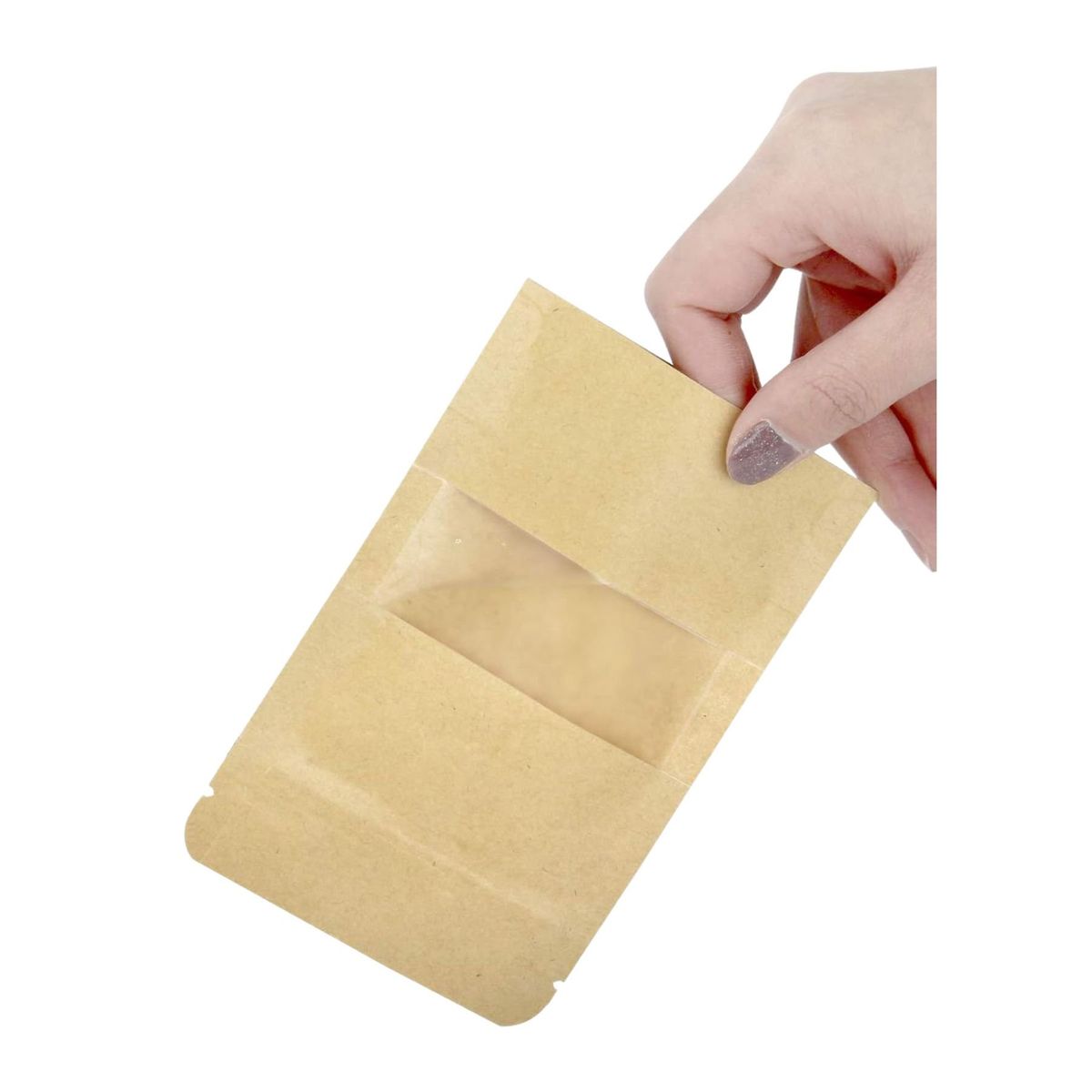 GENERICO - Pack 150 Bolsa Doypack Kraft 9x14cm Almacenaje Alimentos Comida