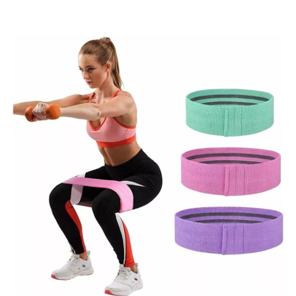GENERICO - Bandas Elásticas Ejercicio Pro 3 Pcs De Tela Con Bolso Yoga