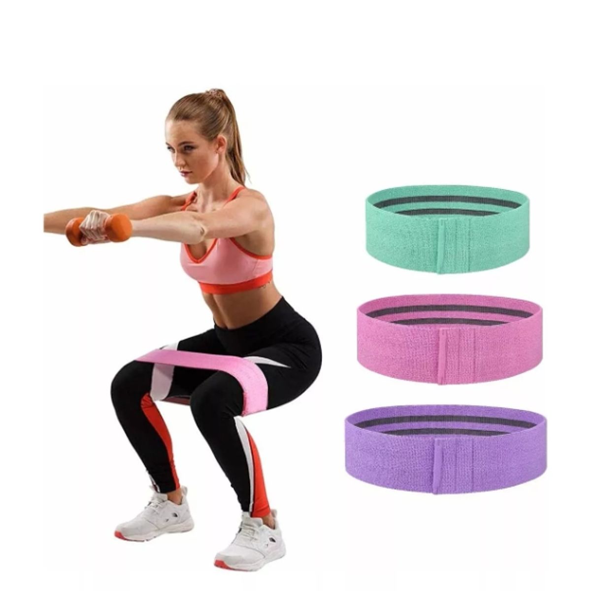 GENERICO - Bandas Elásticas Ejercicio Pro 3 Pcs De Tela Con Bolso Yoga