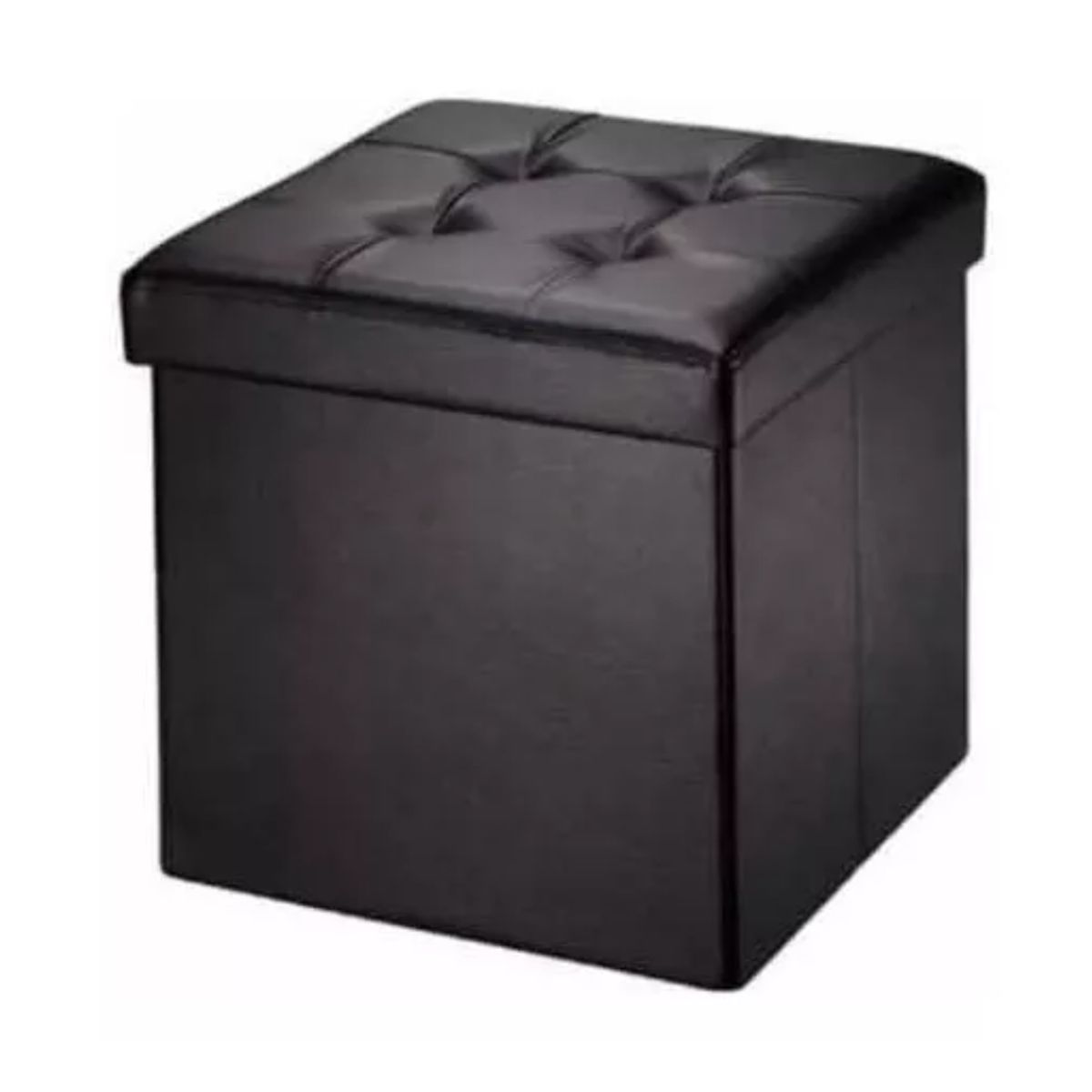 GENERICO - Puff Baul Eco Cuero Negro Plegable