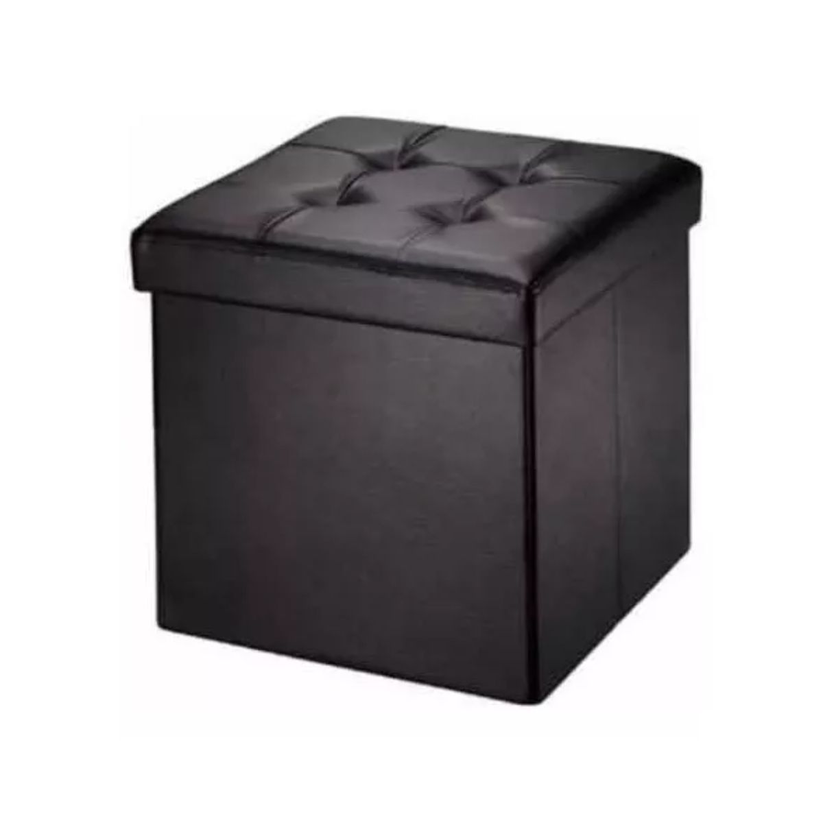 GENERICO - Puff Baul Eco Cuero Negro Plegable
