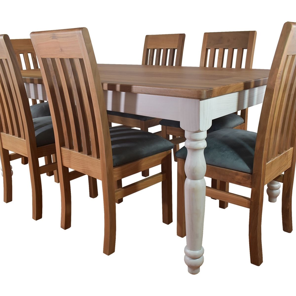 MUEBLES NATIVA - Comedor Ingles 100x180 6 sillas Italia Gris