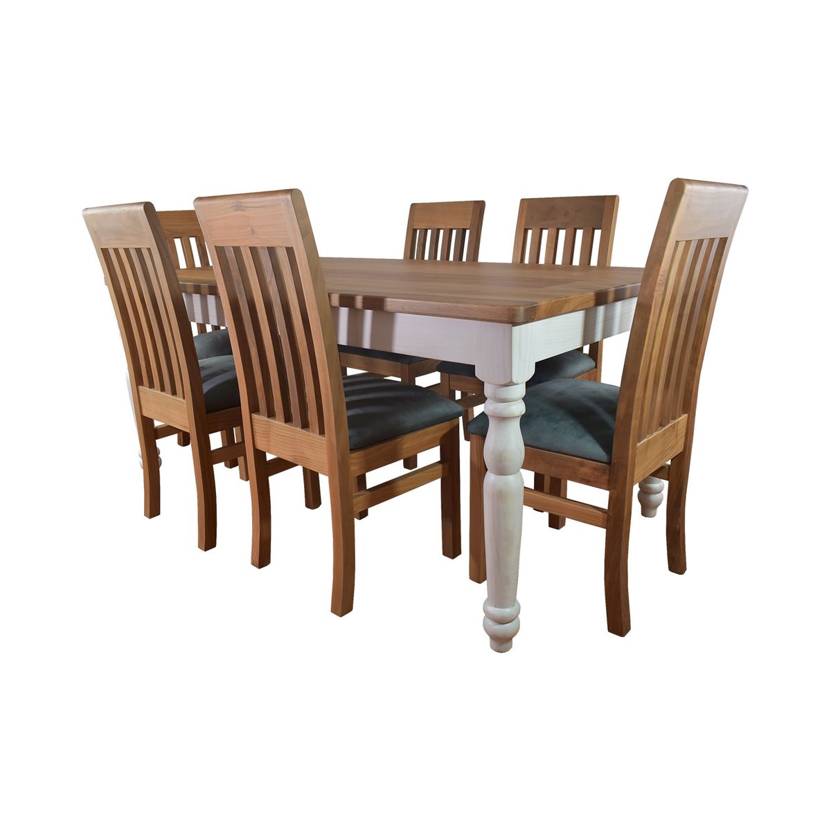 MUEBLES NATIVA - Comedor Ingles 100x180 6 sillas Italia Gris