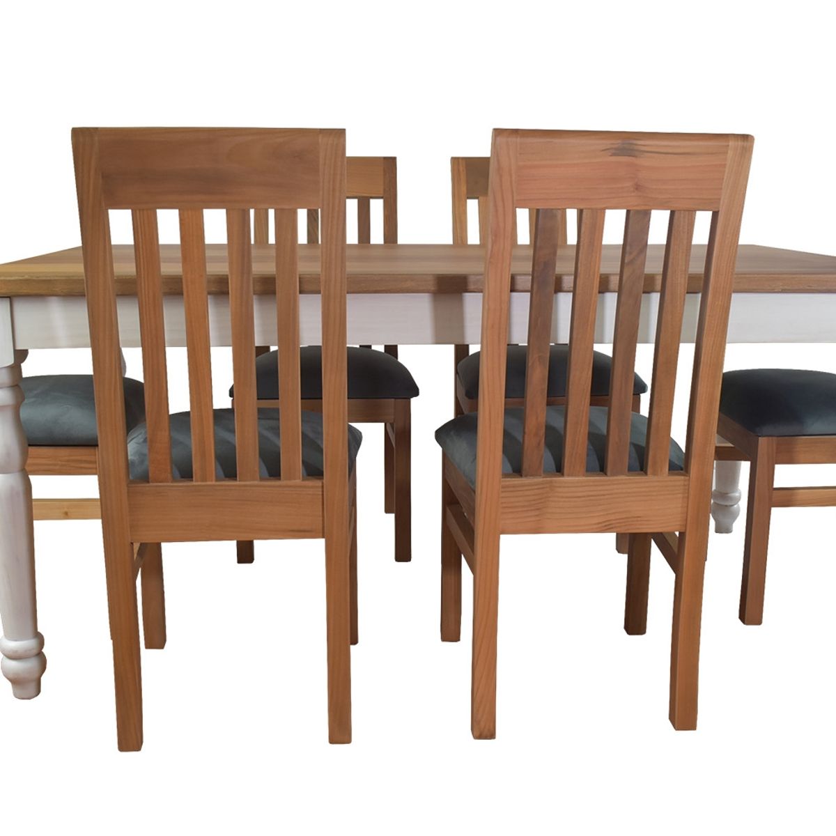 MUEBLES NATIVA - Comedor Ingles 100x180 6 sillas Italia Gris