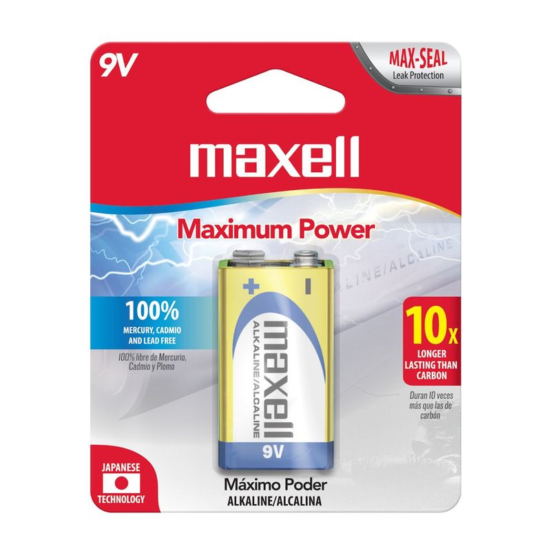 MAXELL - Batería 9V Maxell Alcalina