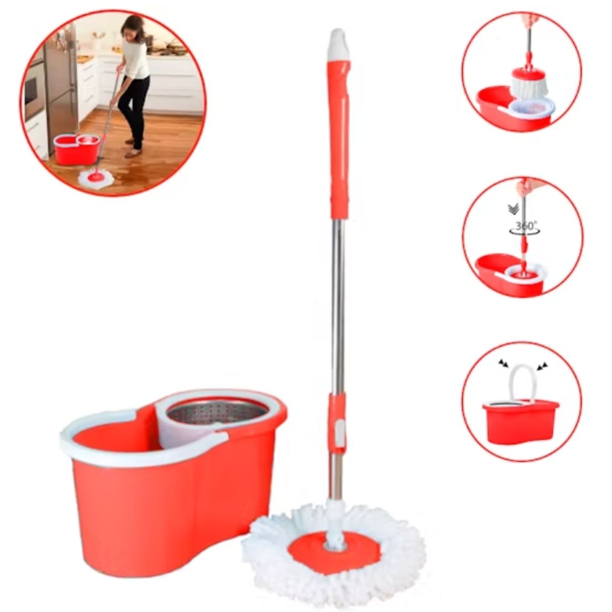 GENERICO - Mopa Trapeador Giratoria 360 Metalica