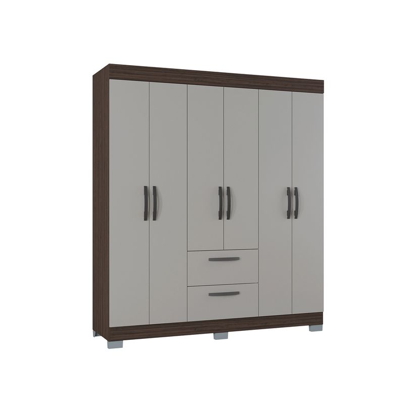 TAHUARI - Closet Toquio 6 puertas chocolate off white