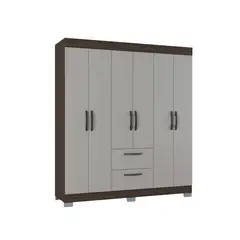 TAHUARI - Closet Toquio 6 puertas chocolate off white