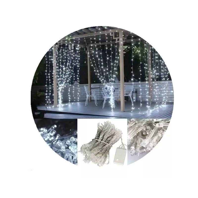 GENERICO - Cortina Luces Led Navidad Blanco 3x2m Cortina De Luces Led 320 Led