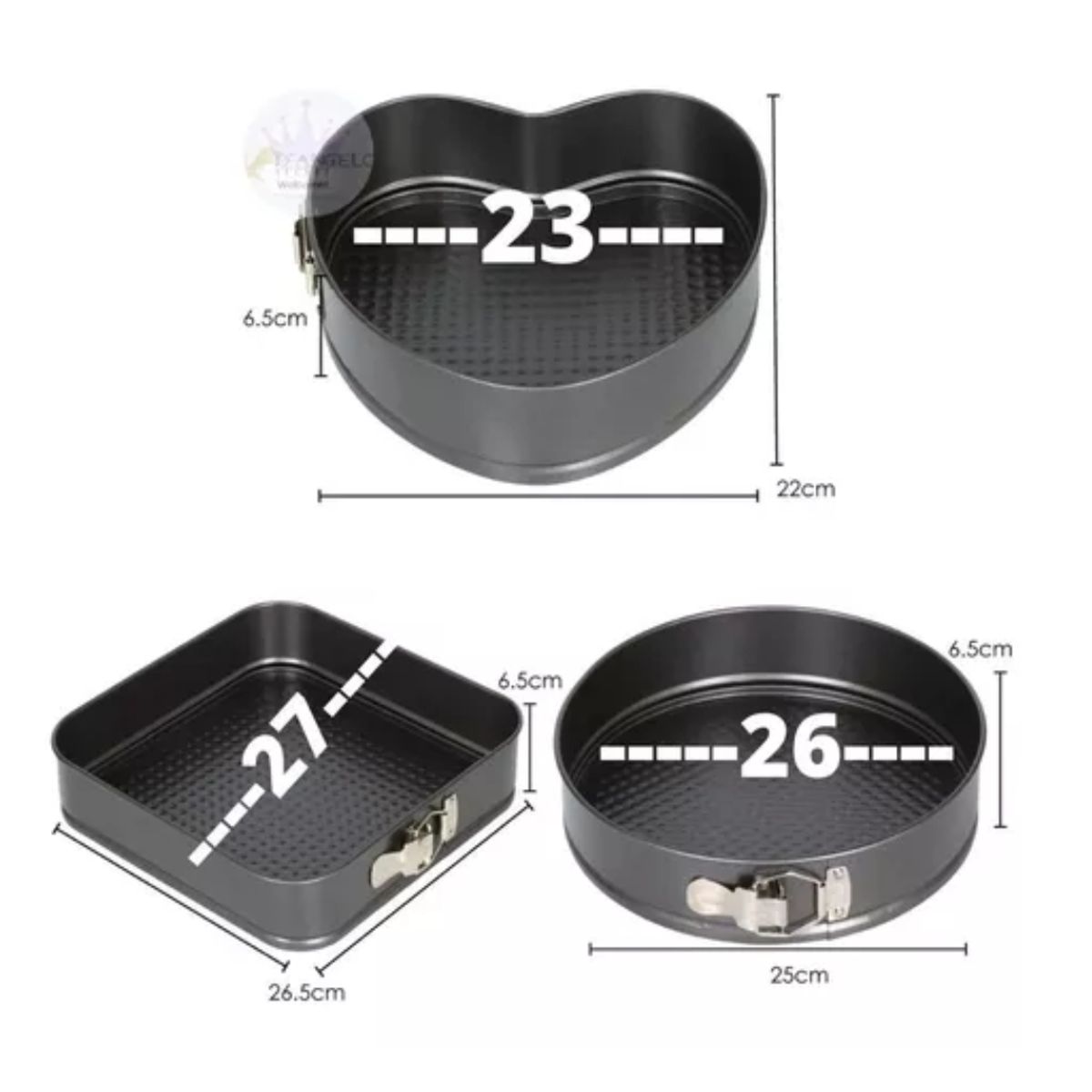 GENERICO - 3 Moldes Desmontable Queque Torta Repostería