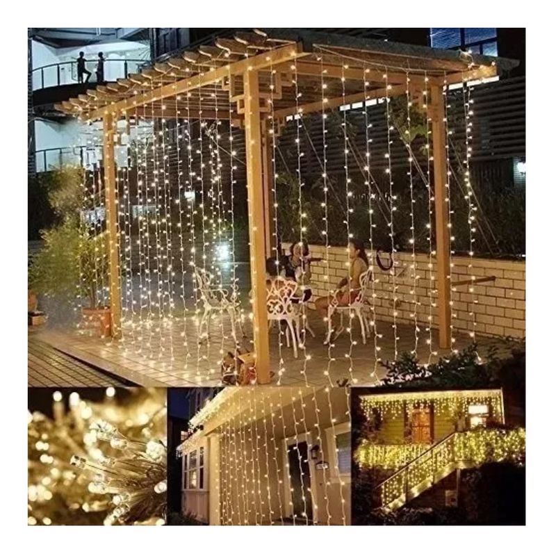 GENERICO - Cortina Luces Led Navidad Amarillo 3x2m Cortina De Luces Led 320