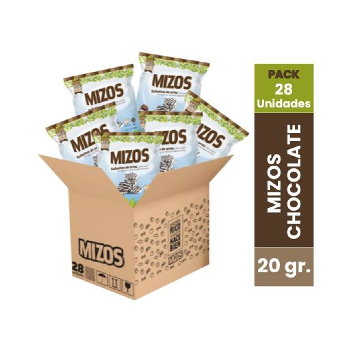 PURI SNACKS - 28 Snacks Integral Galletas De Arroz Mizos Chocolate Vegan