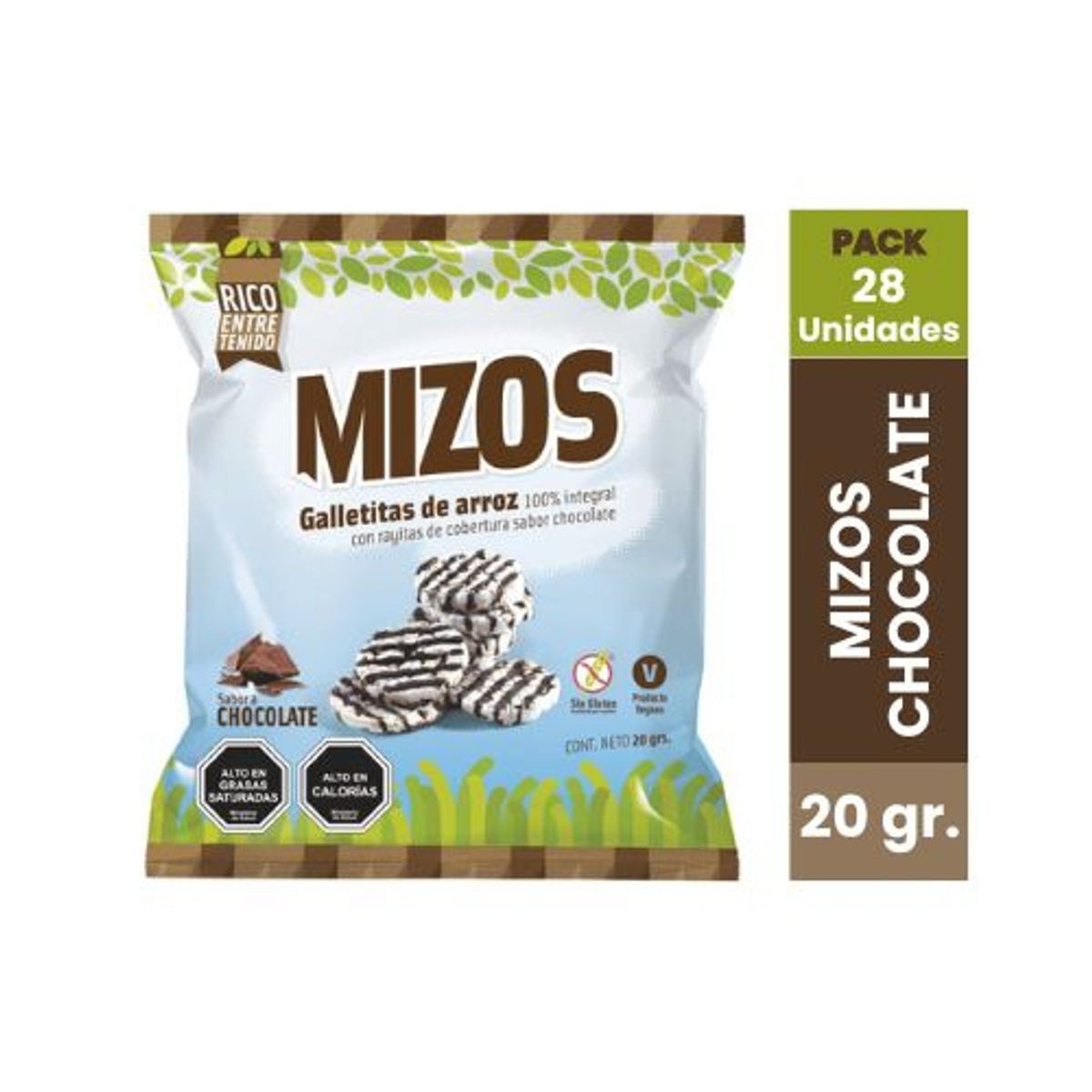 PURI SNACKS - 28 Snacks Integral Galletas De Arroz Mizos Chocolate Vegan