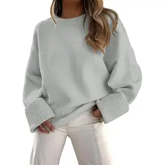 TIOZONEY - Suéter de manga larga mujer - Gris