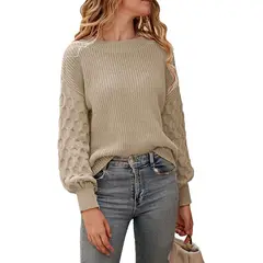 TIOZONEY - Suéter casual de manga larga - Beige