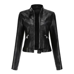 TIOZONEY - Chaqueta de PU para mujer - Negro