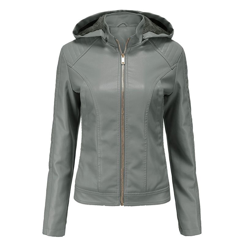 TIOZONEY - Chaqueta de PU para mujer PU cálida para mujer - Verde