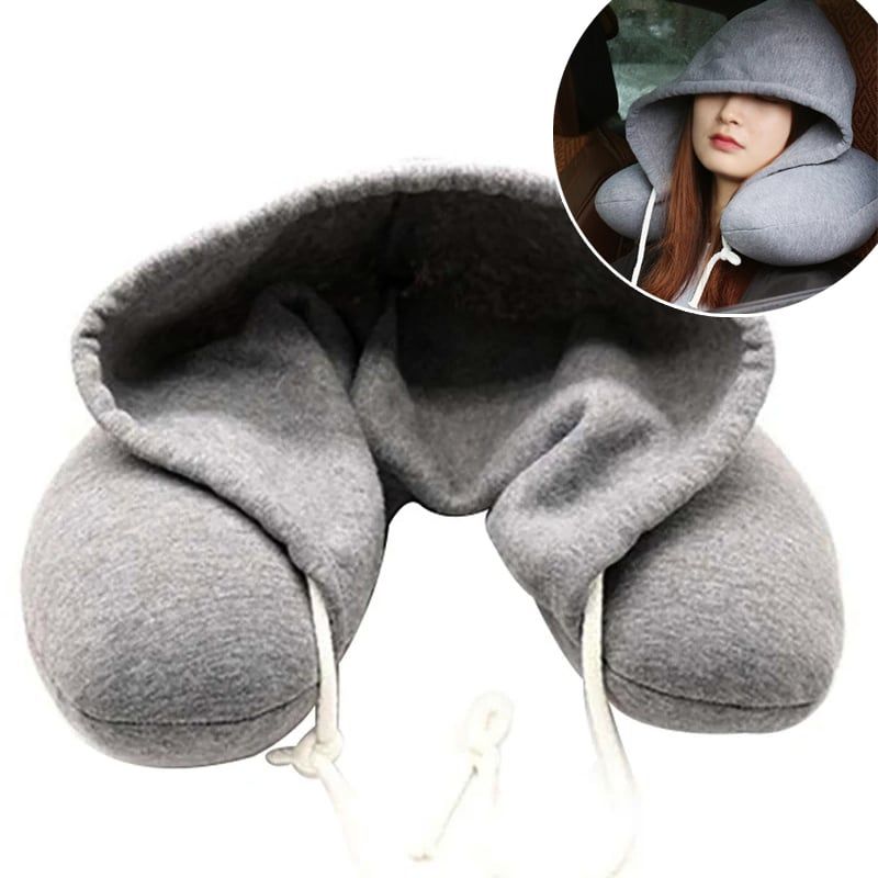 SONEC - Cojin cuello con Capucha para dormir en Viaje Avion Almohada portatil