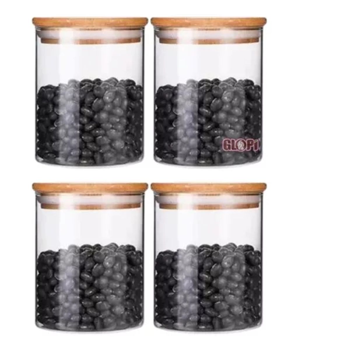 GENERICO - Pack 6 Frascos 400ml Para Condimentos Especias Tapa Bamboo