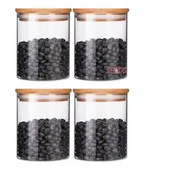 GENERICO - Pack 6 Frascos 400ml Para Condimentos Especias Tapa Bamboo