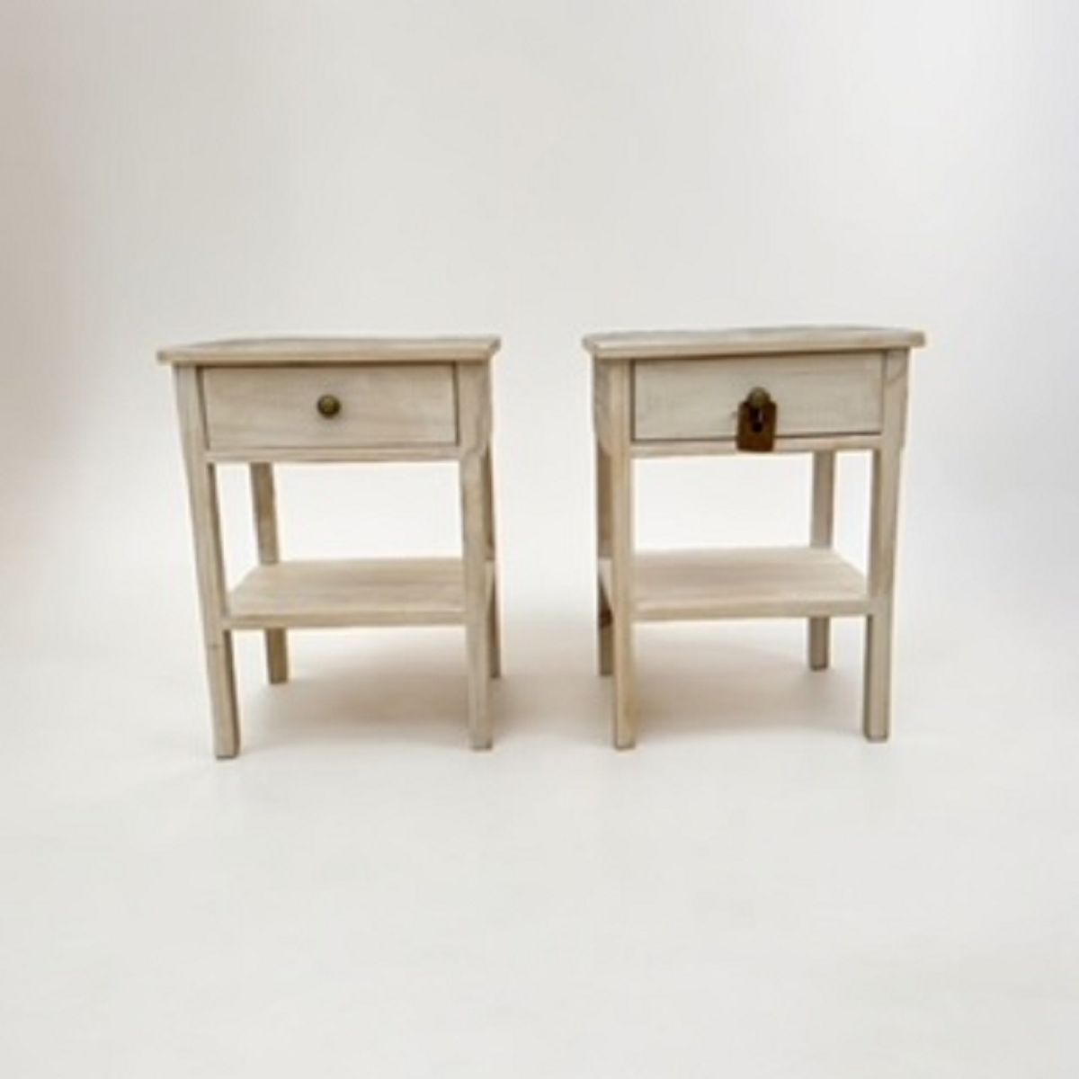 TAIKKEE - VELADORES RUSTICOS BLANCO DECAPADO 1 CAJON, PACK 2 UNIDADES