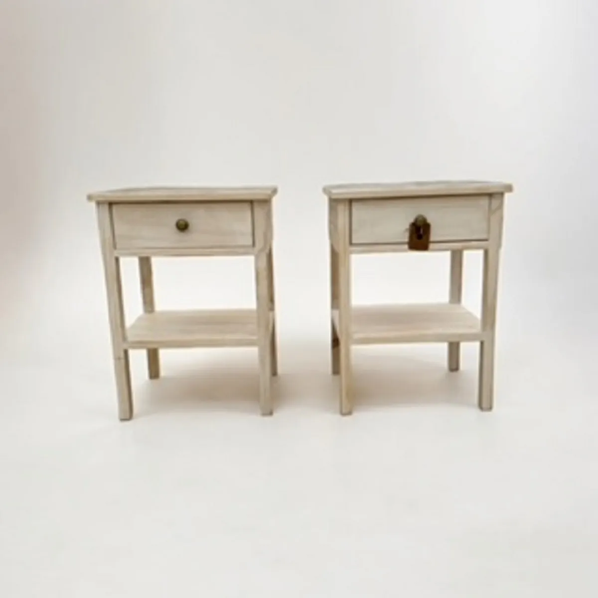 TAIKKEE - VELADORES RUSTICOS BLANCO DECAPADO 1 CAJON, PACK 2 UNIDADES