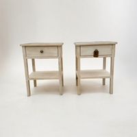 VELADORES RUSTICOS BLANCO DECAPADO 1 CAJON, PACK 2 UNIDADES