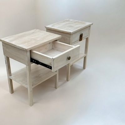 Imagen 2 del producto VELADORES RUSTICOS BLANCO DECAPADO 1 CAJON, PACK 2 UNIDADES