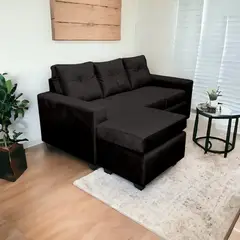 MUEBLES MPR - Sofá Intercambiable Azalea Felpa Negro