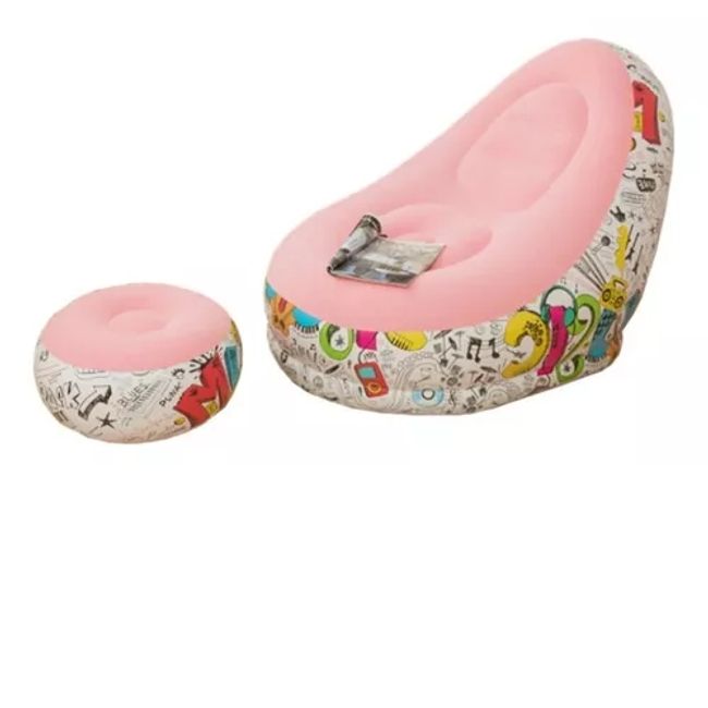 GENERICO - Sofá Inflable Silla Lectura Sillón Ocio Perezoso+reposa Pies