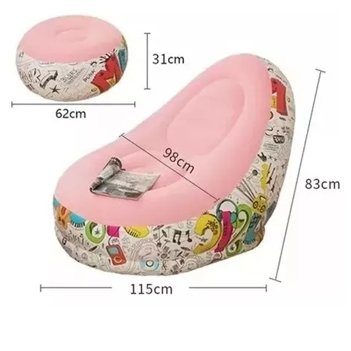 GENERICO - Sofá Inflable Silla Lectura Sillón Ocio Perezoso+reposa Pies