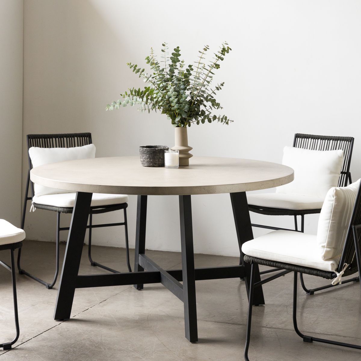 AMOBLE - Mesa De Comedor Dublin Cemento Redonda 140 Amoblé