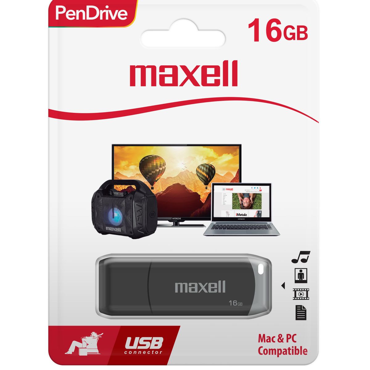 MAXELL - Pendrive Maxell USBPD 16GB 2.0 Gris