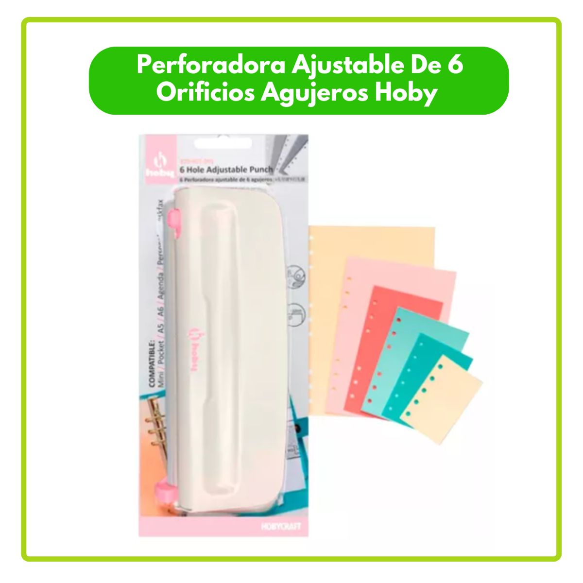 GENERICO - Perforadora de Planificador Ajustable de 6 agujeros. OB174